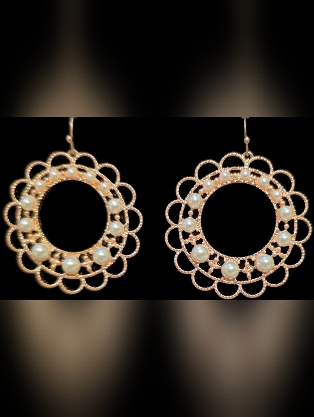 Faux Pearl Filigree Earrings